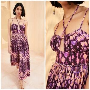 Ulla Johnson Freya Wistera Purple Tie Dye Halter Strappy Maxi Dress $570 Sz 2